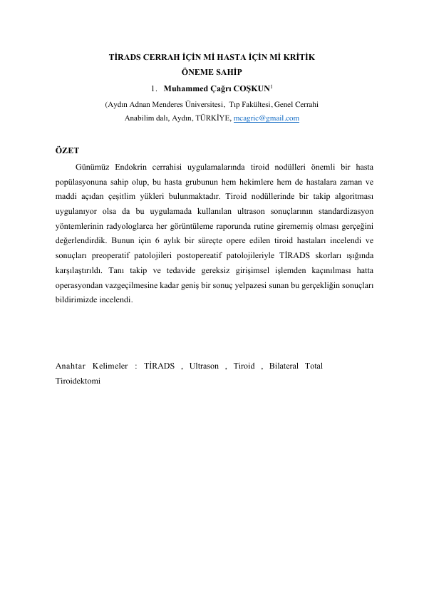 TİRADS — Sözlü Bildiri